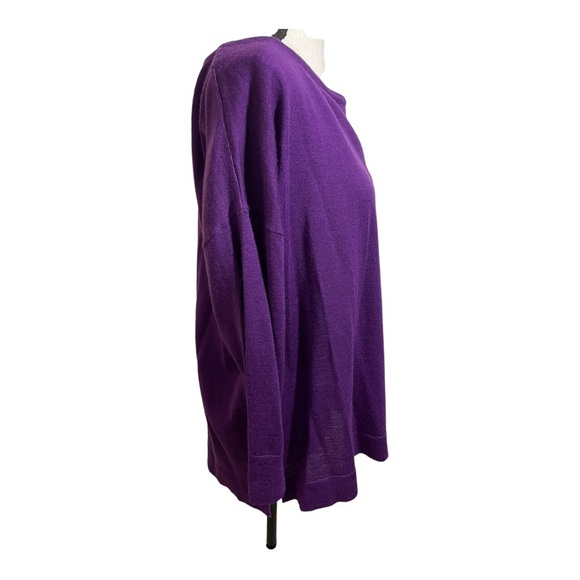 White House black market womens wool sweater. Large purple round neckline - Picture 4 of 11